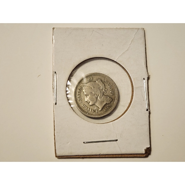 United States 1869 3-Cent Nickel in Excellent Condition