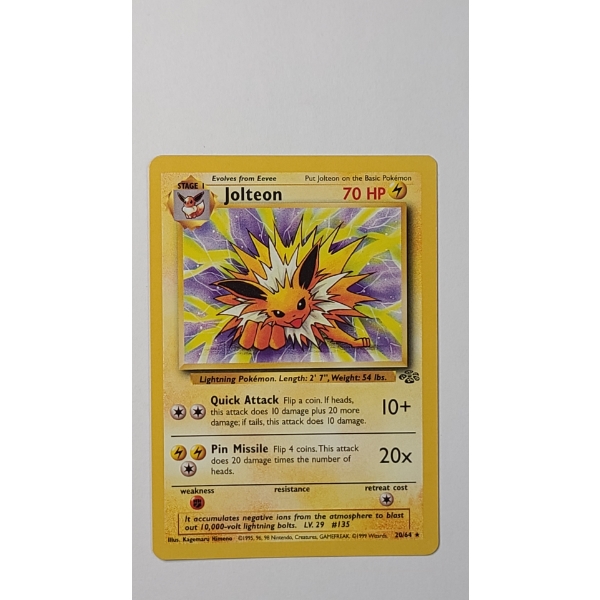 1999 Jolteon #20/64 (Non-Holo) Rare Pokemon Trading Card From the Jungle Set - Near Mint 