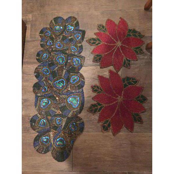 Fabulous Beaded Table Covers, Candle Holders And Assorted Decor