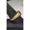 Image 4 : 14K Yellow Gold Ribbed Bombe Style Ring With Amethyst - Size 7 - Total Weight: 5.2g
