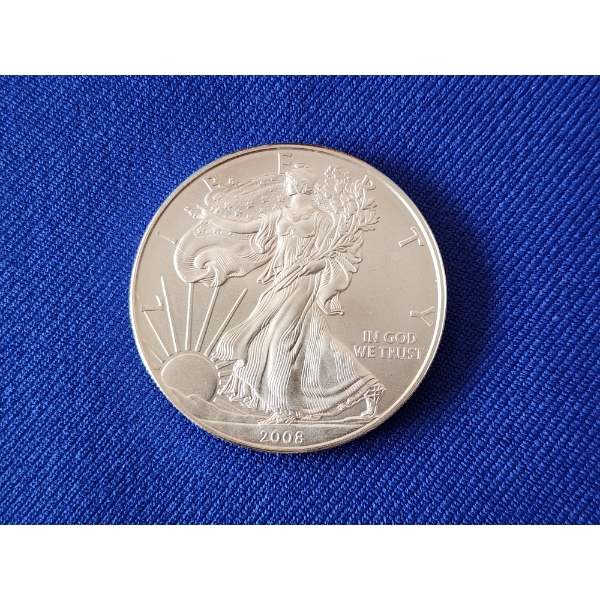 2008 Silver American Eagle $1 Coin - 1 oz .999 Fine Silver