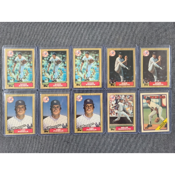Lot of Ten 1987 & 1988 Topps New York Yankees Trading Cards - Near Mint Condition
