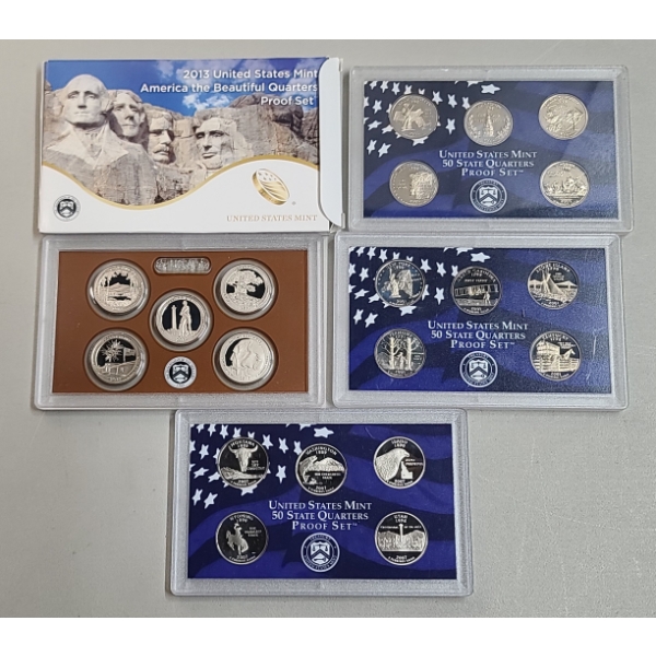 Assorted U.S Quarter Proof Coin Sets - 2000, 2001, 2007, 2013