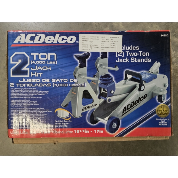 New! AC Delco Two Ton Jack & Two Stands