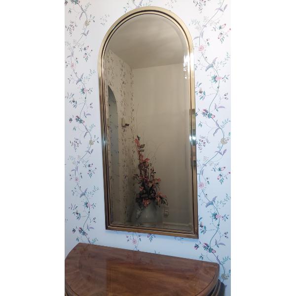 Elegant Tall Brass Edge Beveled Glass Mirror - Perfect Condition  44" Tall by 20" Width
