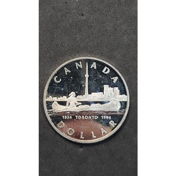 1984 Canadian 150th Anniversary (Sesquicentennial) Of Toronto 50% Silver Dollar - ASW: 0.375oz