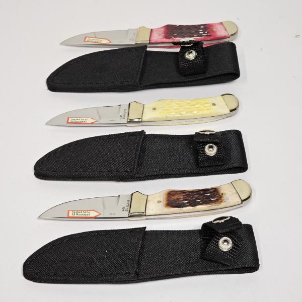 Lot of 3 Durable Knives with Nylon Sheathes