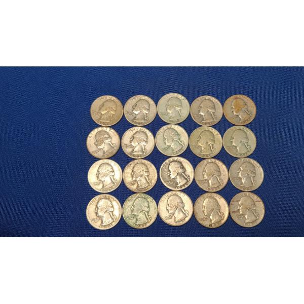 Assorted Years 90% Silver Washington Head Quarters - Face Value: $5.00