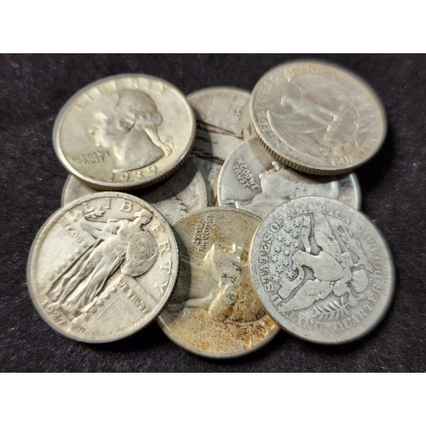 Eight Assorted 90% Silver United States Quarters - $2.00 Face Value - See Description 