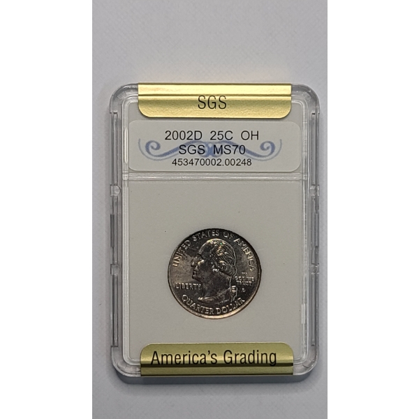 SGS 2002-D MS70 Ohio State Quarter 