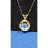 Image 2 : 14K Gold Necklace With Gold Plated Pendant With Blue/White Stones - Total Weight: 2g