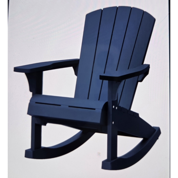 New In Box Keter All Weather Rocking Adirondack Chair In Navy Blue 39.8 H x 36.2'' W x 31.9 D