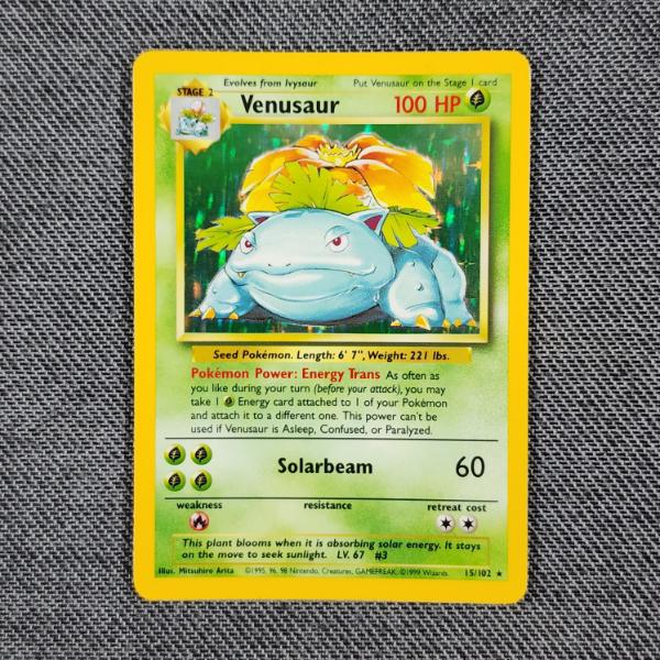 Venusaur 15/102 Holo Rare Vintage Base Set Pokemon Trading Card in Near Mint Condition! ~GRAIL~