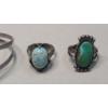 Image 8 : Sterling Silver Southwestern Style Cuff Bracelet & Rings With Turquoise - Total Weight: 26.3g