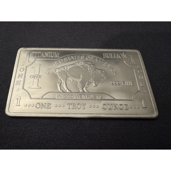 American Buffalo One Ounce .999 Fine Troy Ounce Titanium Bar - Mint Condition Bullion