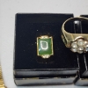 Image 3 : Lot of Assorted Gold-Tone Costume Jewelry: Watch, Rings, Necklace, Loose Stone