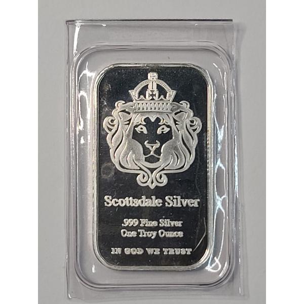 Sealed Scottsdale Mint Lion "The One" 1 Troy Oz .999 Fine SIlver Bar