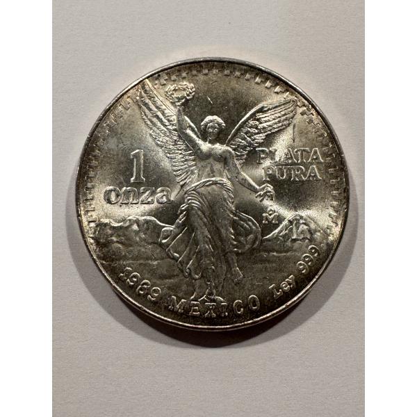 1989 Mexican Libertad .999 Fine Silver Troy Ounce Coin - Mint Condition