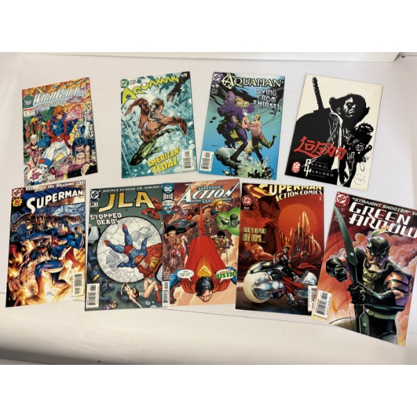 DC comics - Set of 9 Comic Books - Green Arrow - JLA - Superman - Aquaman - WildC.A.T.S
