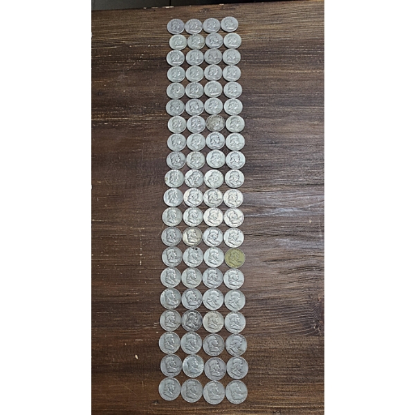 90% Silver Franklin Half Dollars - $40 FV