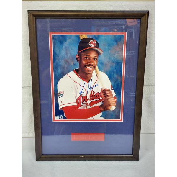 Hand Signed Cleveland Indians Kenny Lofton Photograph in Nice Framed Display: Measures ~ 12" X 17"