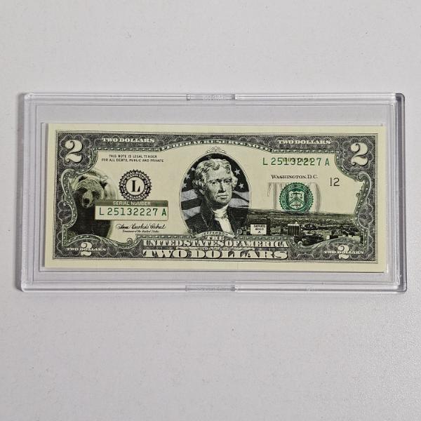 Series 2003A Montana State Landmark Color Overlay $2 Bill