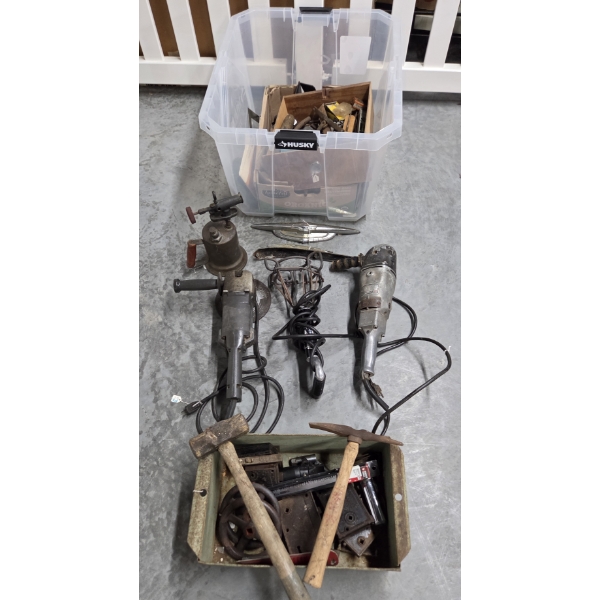 Large Collection Of Vintage Tools, Including Branding Iron, Torch, 2 Angle Grinders And More!