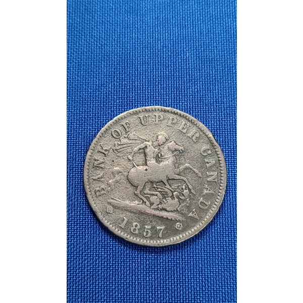 1857 Bank Of Upper Canada One Penny Token - St. George Slaying The Dragon