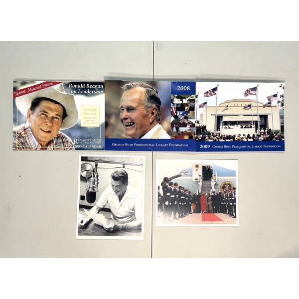 Lot of 3 Presidential Calendars and 2 Photos of Ronald Regan