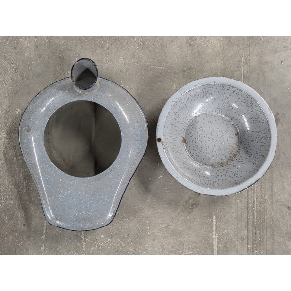 Vintage Enamelware Basin And Hospital Urinal 