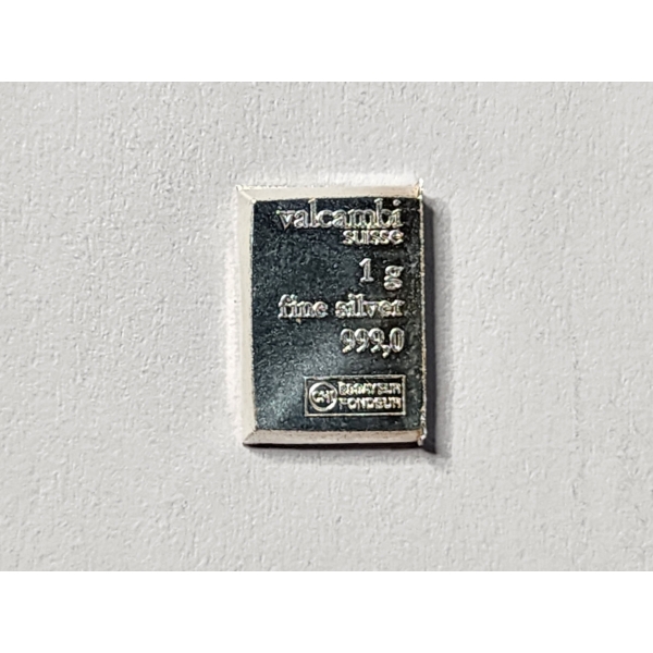 Valcambi Suisse 1 Gram Fine Pure .999 Silver Bar - Mint Condition