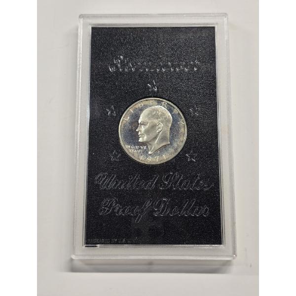 1971- S Proof Eisenhower Dollar in Display Case