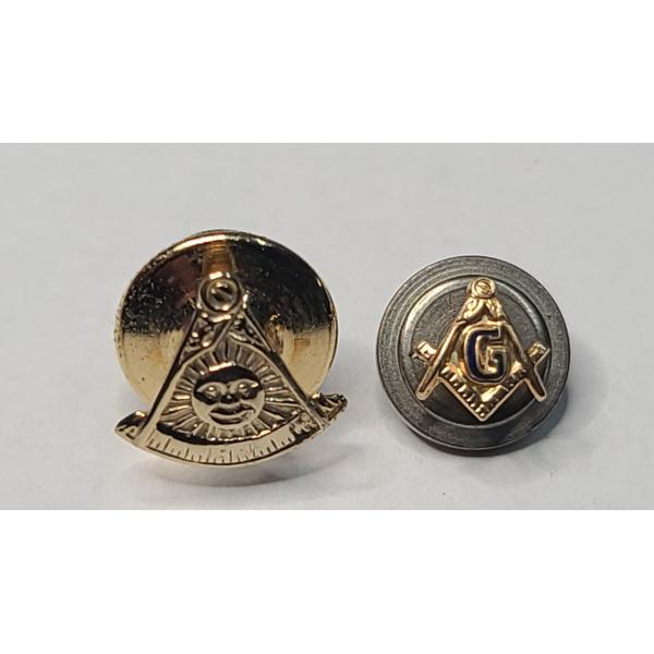 (2) 10K Yellow Gold Freemason Lapel Pins - Total Weight: 0.6g