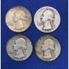 Image 1 : Lot of 4 Assorted Year 90% Silver Washington Quarters, FV $1.00