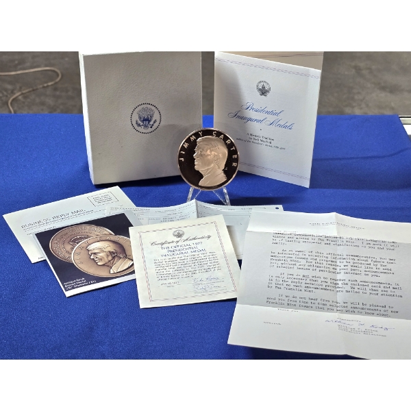 Official Franklin Mint 1977 Inaugural Presidental Medal Solid Bronze - Jimmy Carter Proof Edition