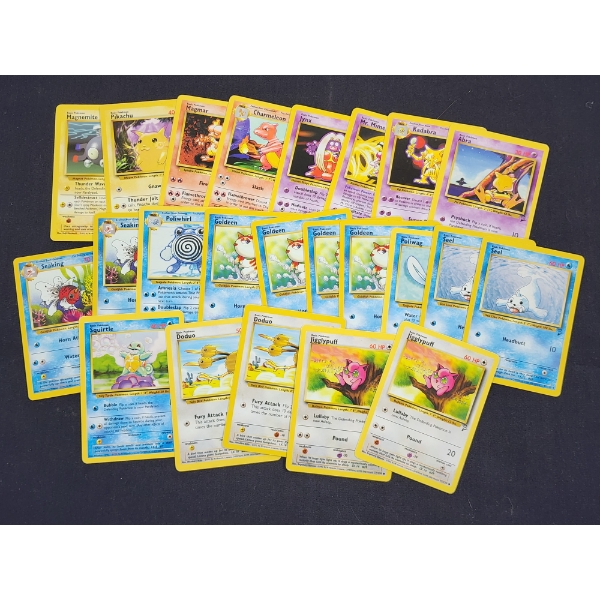 Lot of Over 20 Base Set Two Vintage Pokemon Trading Cards Including Pikachu & Charmeleon 