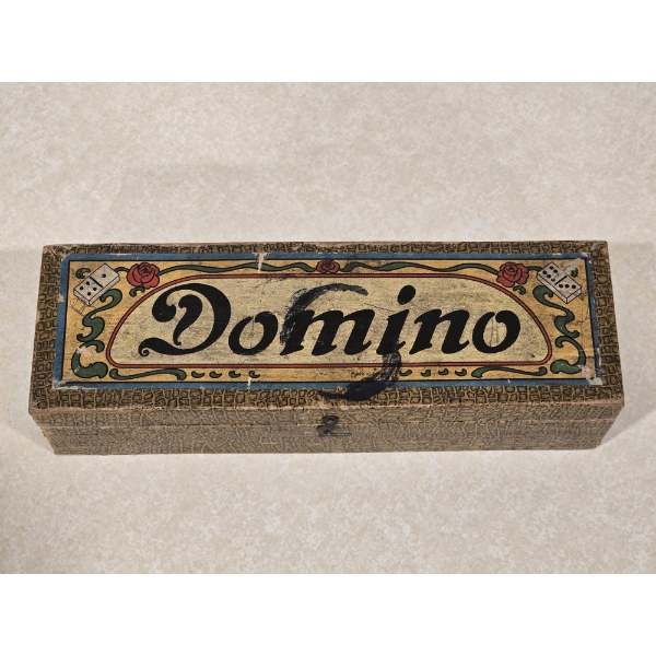 Vintage Halsam Airplane Design 28 Pc Dominoes in Wood Box
