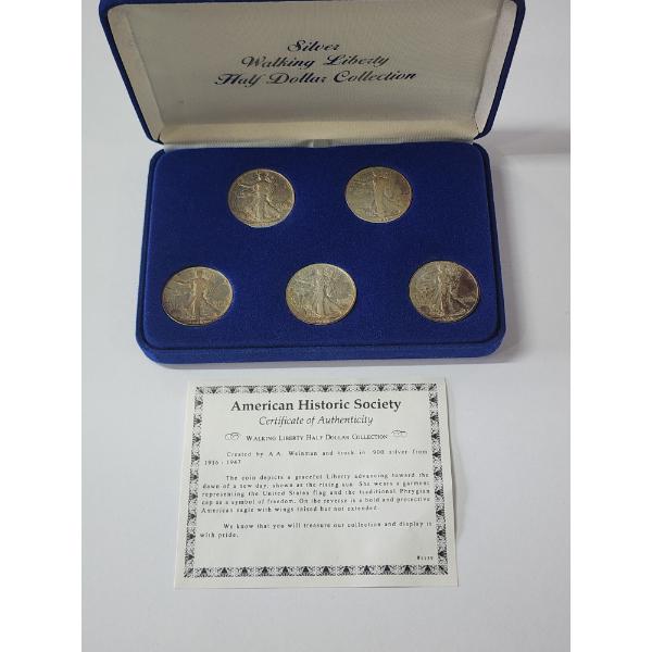 Walking Liberty Half Dollar Collection - Includes Five 90% Silver Half Dollars FV: $5.00