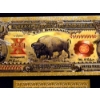 Image 2 : 2 Pcs  U. S. Historic 1901 Large Note Pure 24k .999 Replica Gold Foil $10 BISON Buffalo Legal Tender