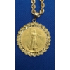 Image 2 : Stunning U.S 1994 $25 1/2 Oz Fine Gold Eagle In 14K Gold Bezel & On 14K Gold Chain - Weight: 48.4g