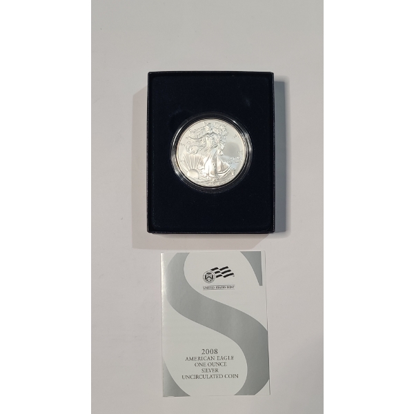 2008-W Uncirculated 1 Oz 999 Fine Silver American Eagle 