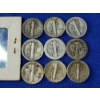 Image 6 : 90% Silver U.S. Dimes: (9) Assorted Years Mercury & (1) 1913 Barber Dime - FV: $1.00