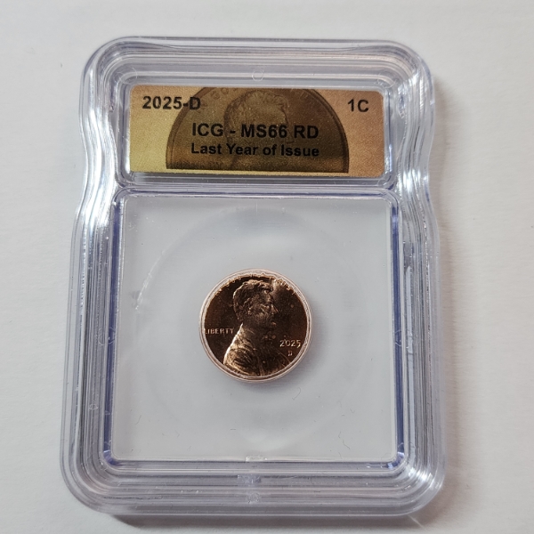 ICG MS66 RD United States 2025-D Last Year of Issue Lincoln Cent 