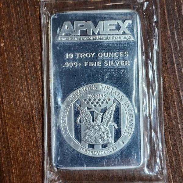 APMEX 10 Troy Ounce .999 Fine Silver Bar in Plastic Ft. Eagle Design