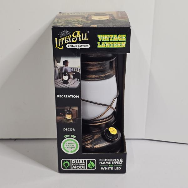 LitezAll Vintage Lantern Dual Lighting Mode Decor Flashlight - 9.5"
