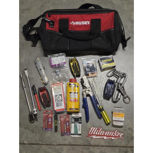 Husky Tool Bag With New Bits, Knife & More