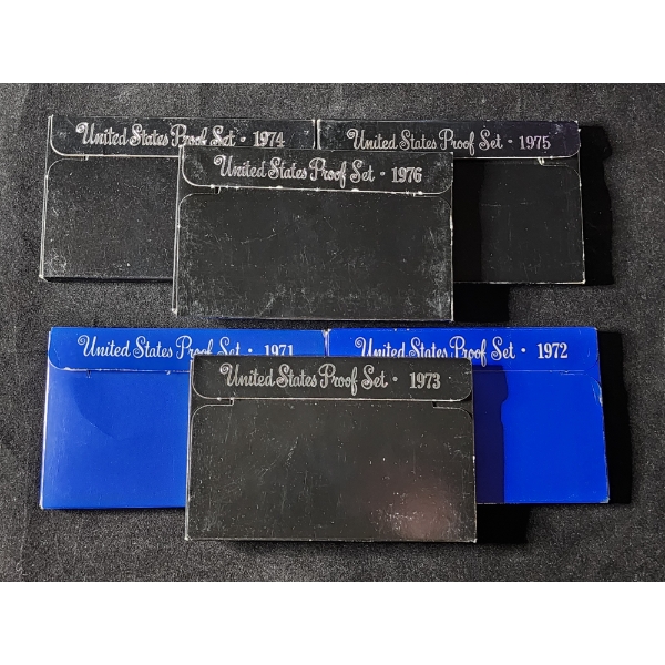 Six Assorted United States Proof Sets Dating From 1971 to 1976 - All in Original Packaging