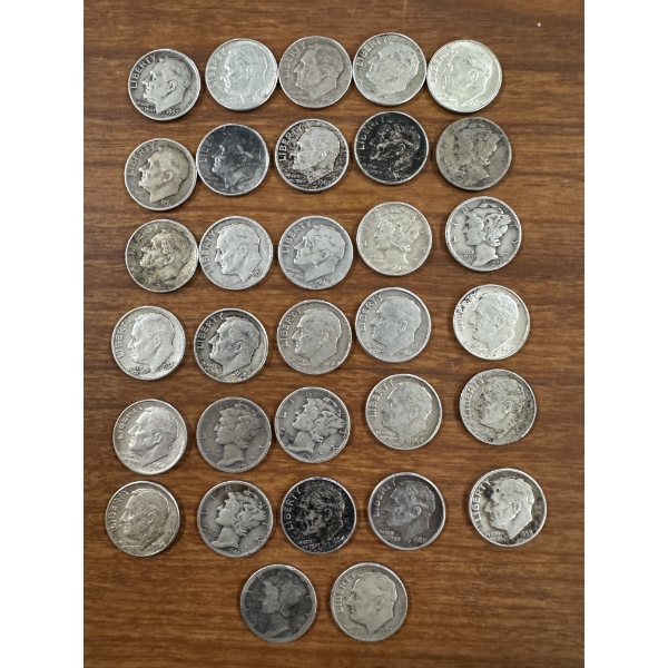 Lot Of U.S. 90% Silver Dimes - $3.20 Face Value