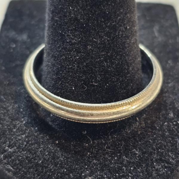 Vintage 14k White Gold Milgrain-Edge Wedding Band - Size 13, Weight 5.9g