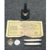 Image 1 : Lot of a 1000 German Mark, 2 Pocket Knives, 2 Medallions/Pendants, and a Costume Ring